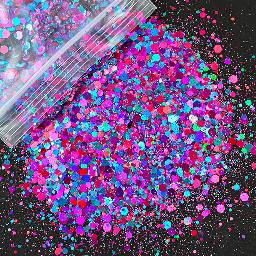 Nail Art Xmas - 50g holográfico misturado hexágono grosso glitter