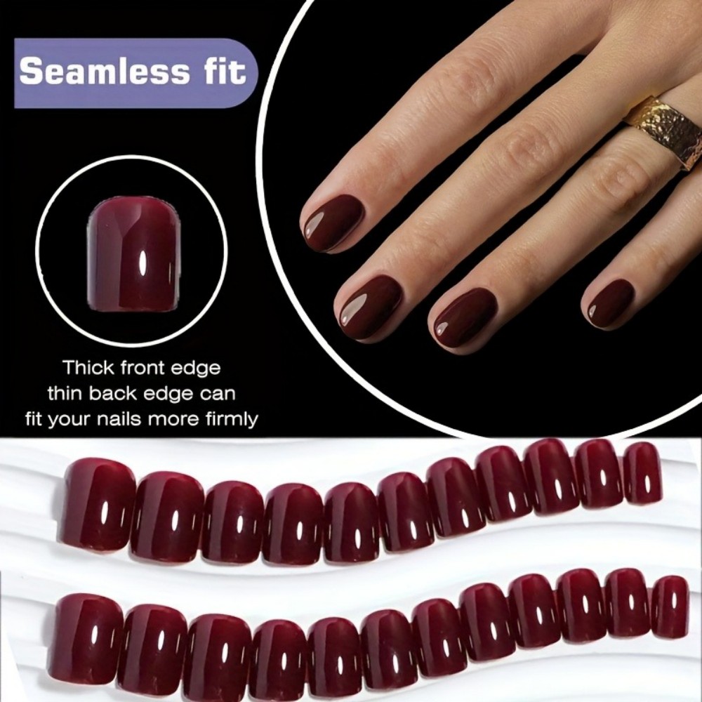 Nail Art Red Wine Cat Eye - Conjunto de 24 Unhas Postiças Olho