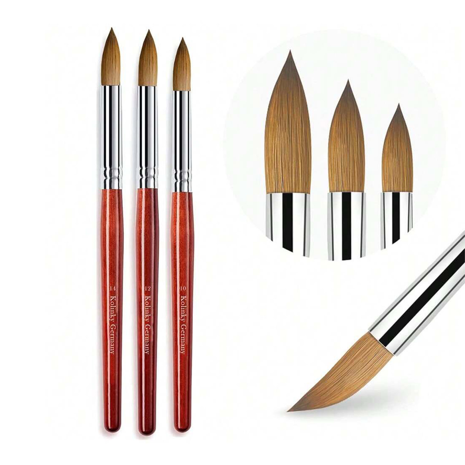 Nail Art Mahogany - 3 pçs kolinsky mogno haste acrílico