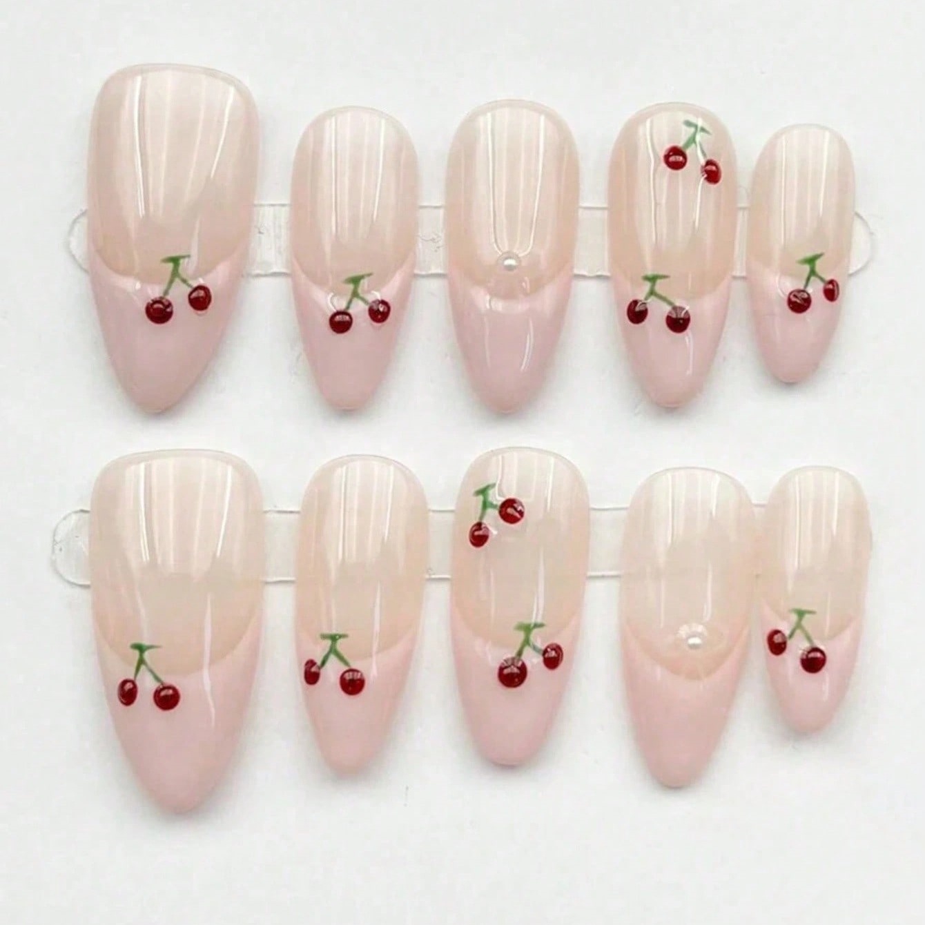 Nail Art Pink - 10 peças de unhas postiças médias