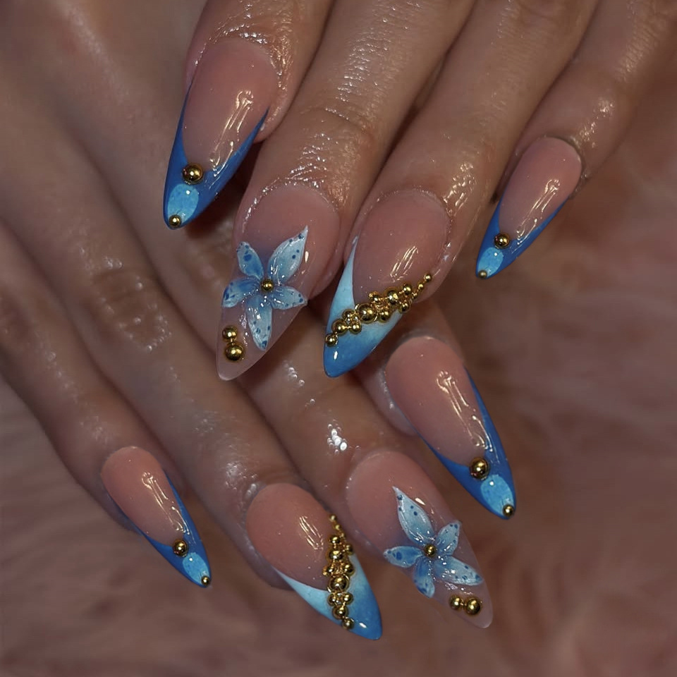 Nail Art Pink - Unhas postiças nude com estampa de