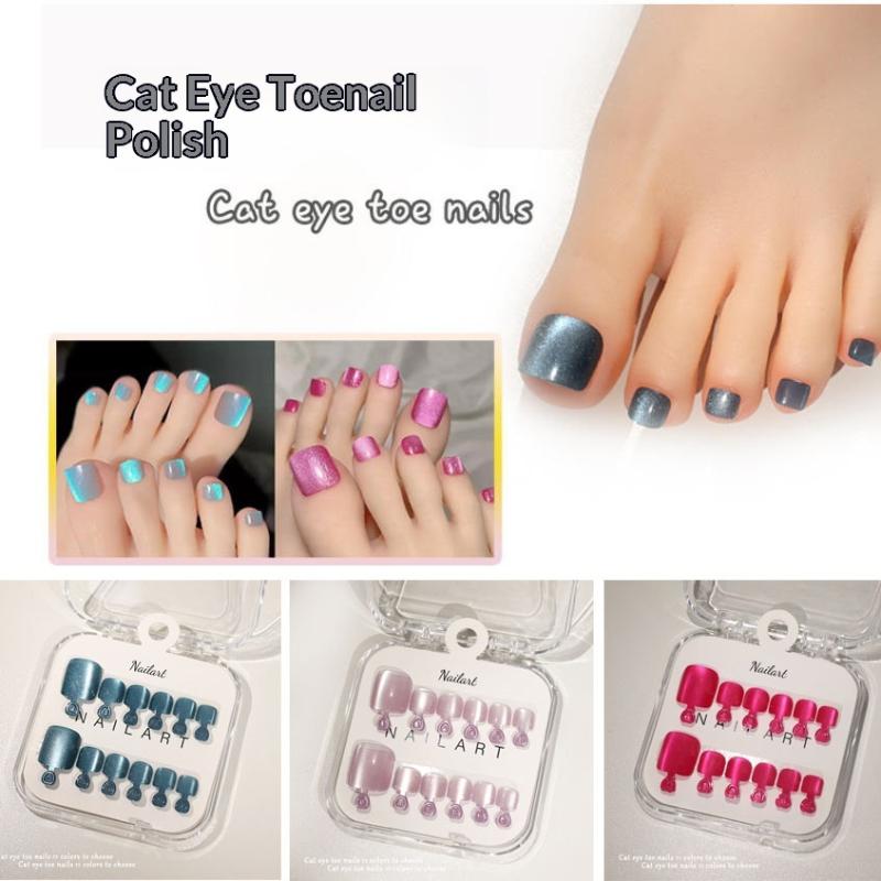 Nail Art Full Cat Eye - 10 Peças/Caixa Unhas Postiças Francesas Brilhantes
