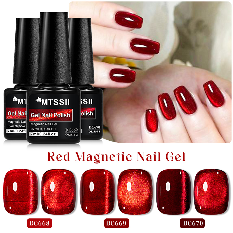 Nail Art Red Wine Cat Eye - Mtssii 7ml vinho vermelho gato gel