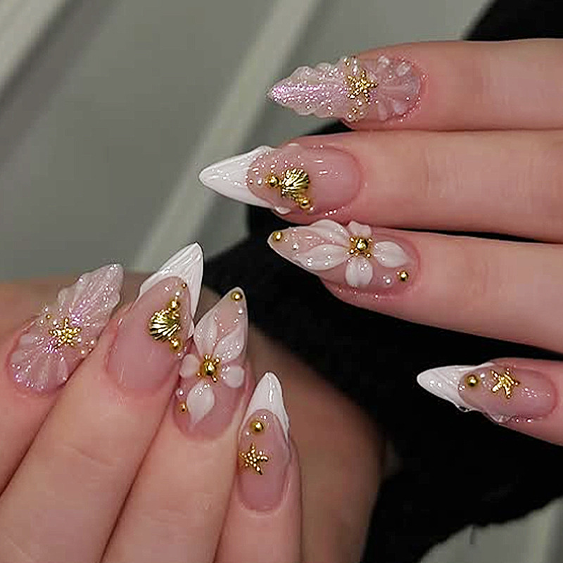 Nail Art Pink - 24 peças de Unhas Postiças Amêndoa