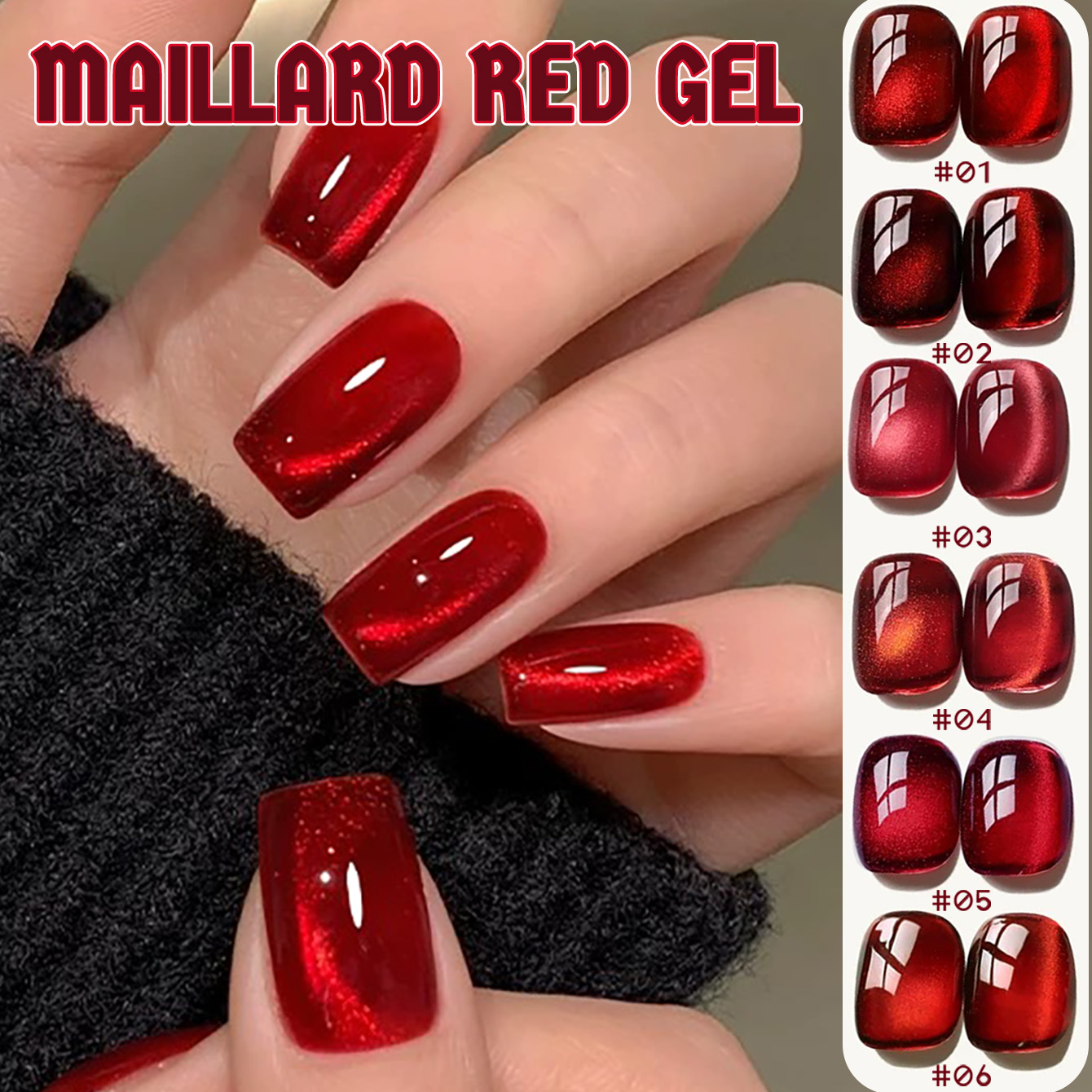 Nail Art Red Wine Cat Eye - 1 unidade de Esmalte em Gel