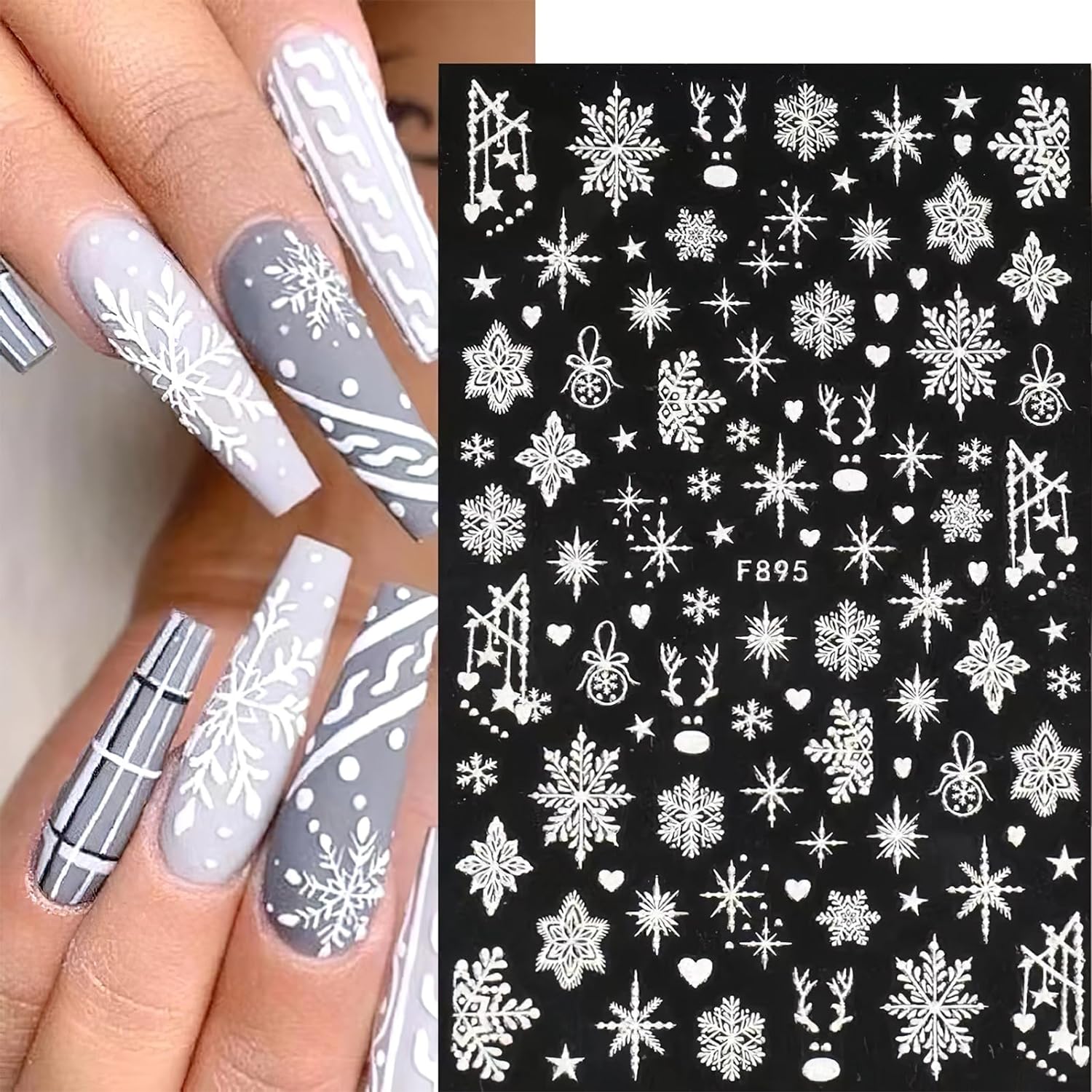 Nail Art Xmas - Auto-adesivo 3D Snowflake Nail Art adesivos,