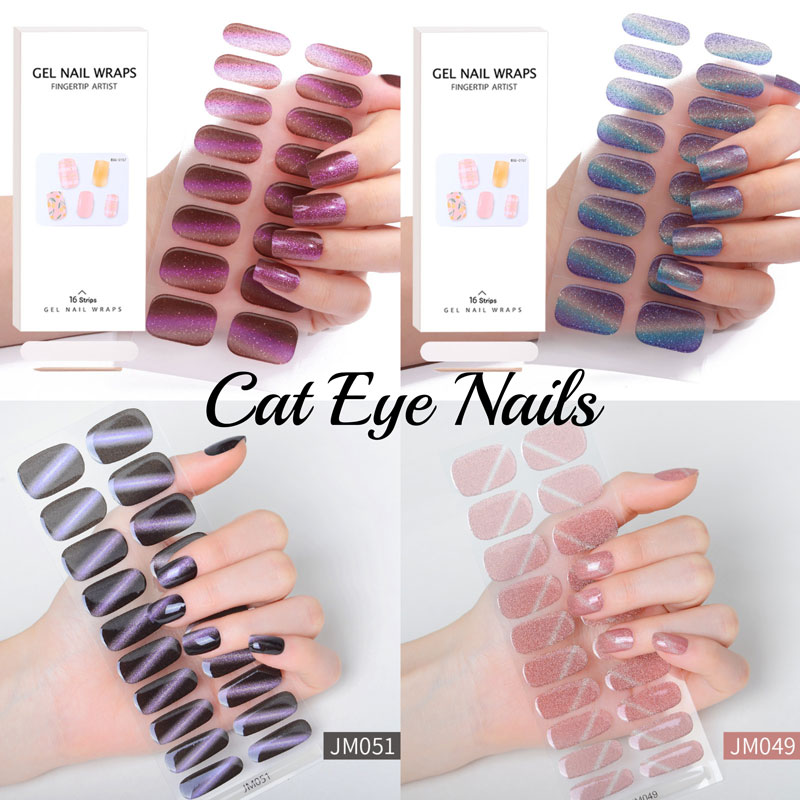 Nail Art Full Cat Eye - Semi-curado Gel Nail Sticker Capa Completa