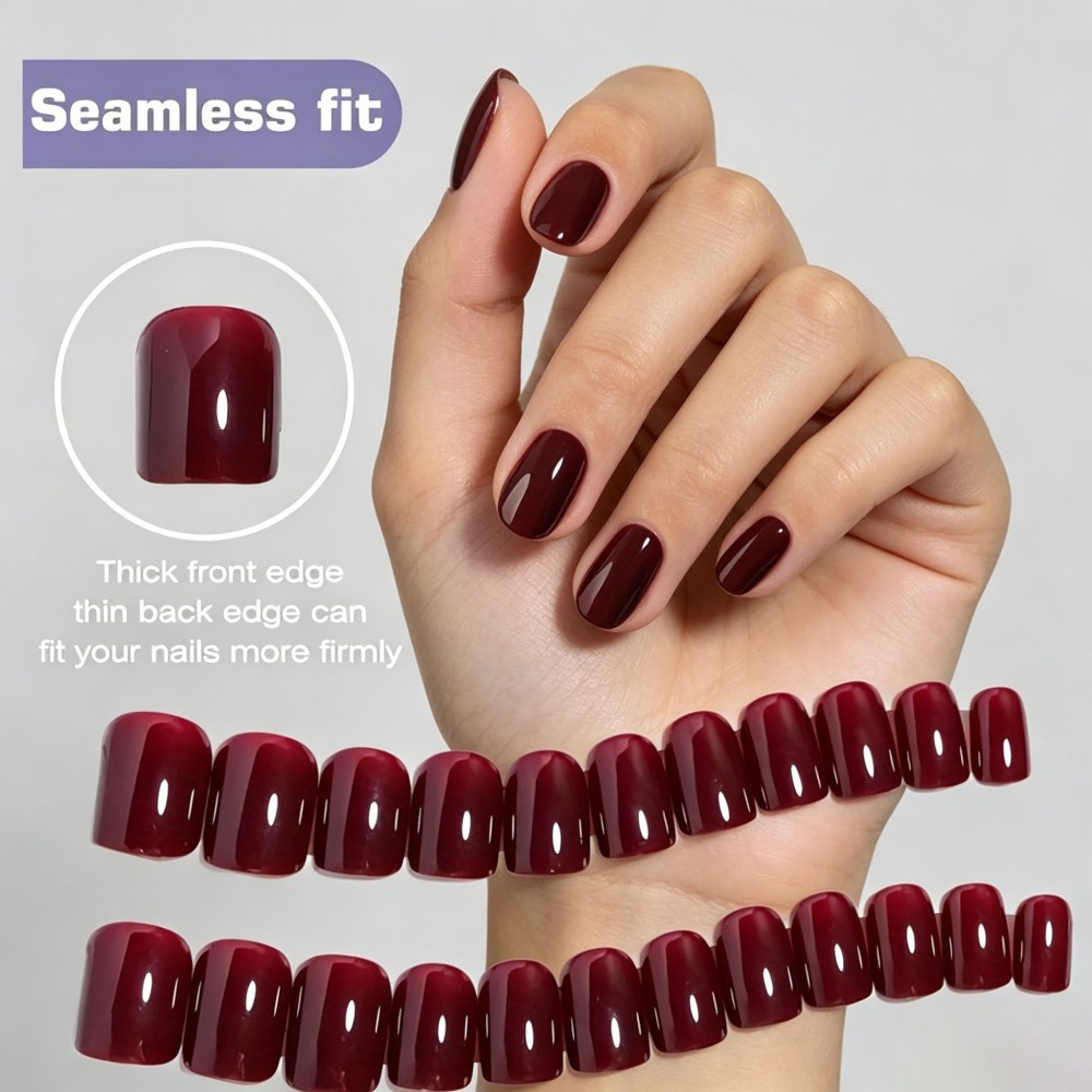 Conjunto de 24 Unhas Postiças  - Nail Art Red Wine Cat Eye avaliação e preço