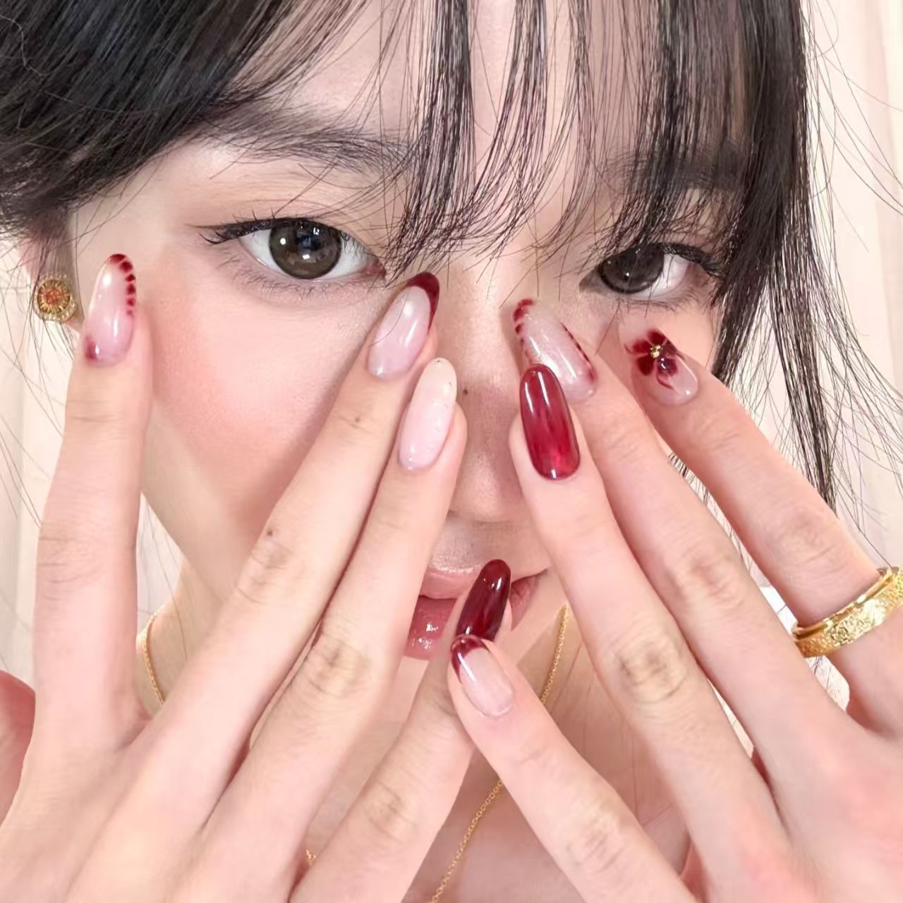 10 pçs artesanal oval imprensa - Nail Art Red Wine Cat Eye avaliação e preço