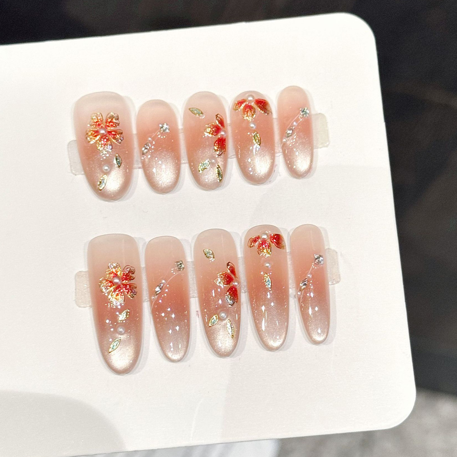 10 pçs artesanal unhas falsas  - Nail Art Pink avaliação e preço